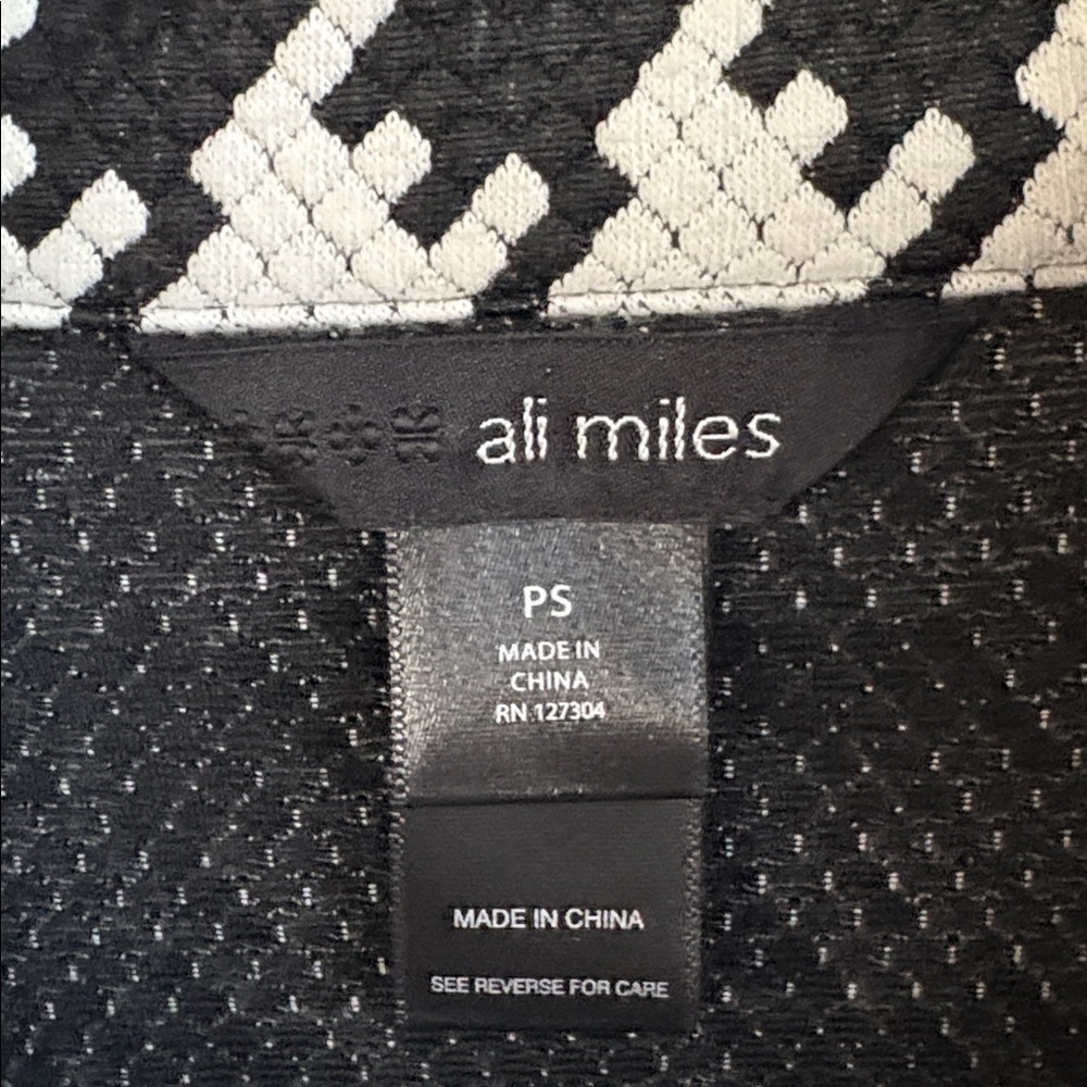 EUC Ali Miles Houndstooth A-Line Jacket Top Black White Petite Small - Picture 3 of 8